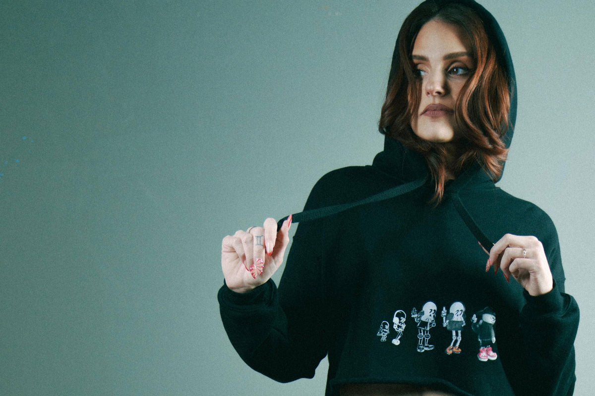THE SKULL EVOLUTION CROP HOODIE