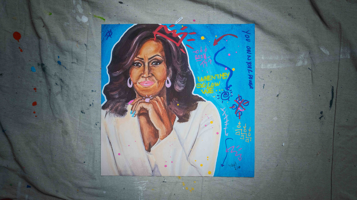 Michelle Obama pop art portrait print titled FLOTUS FOREVER by Mads Suquet